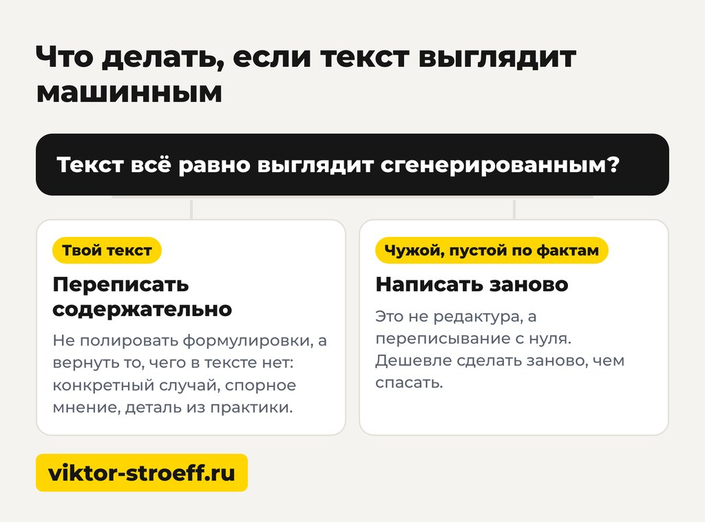 Что делать, если текст выглядит машинным после проверки на ИИ