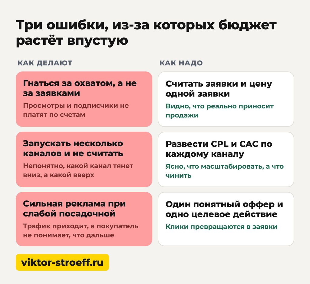Три ошибки, из-за которых бюджет на привлечение клиентов растёт впустую