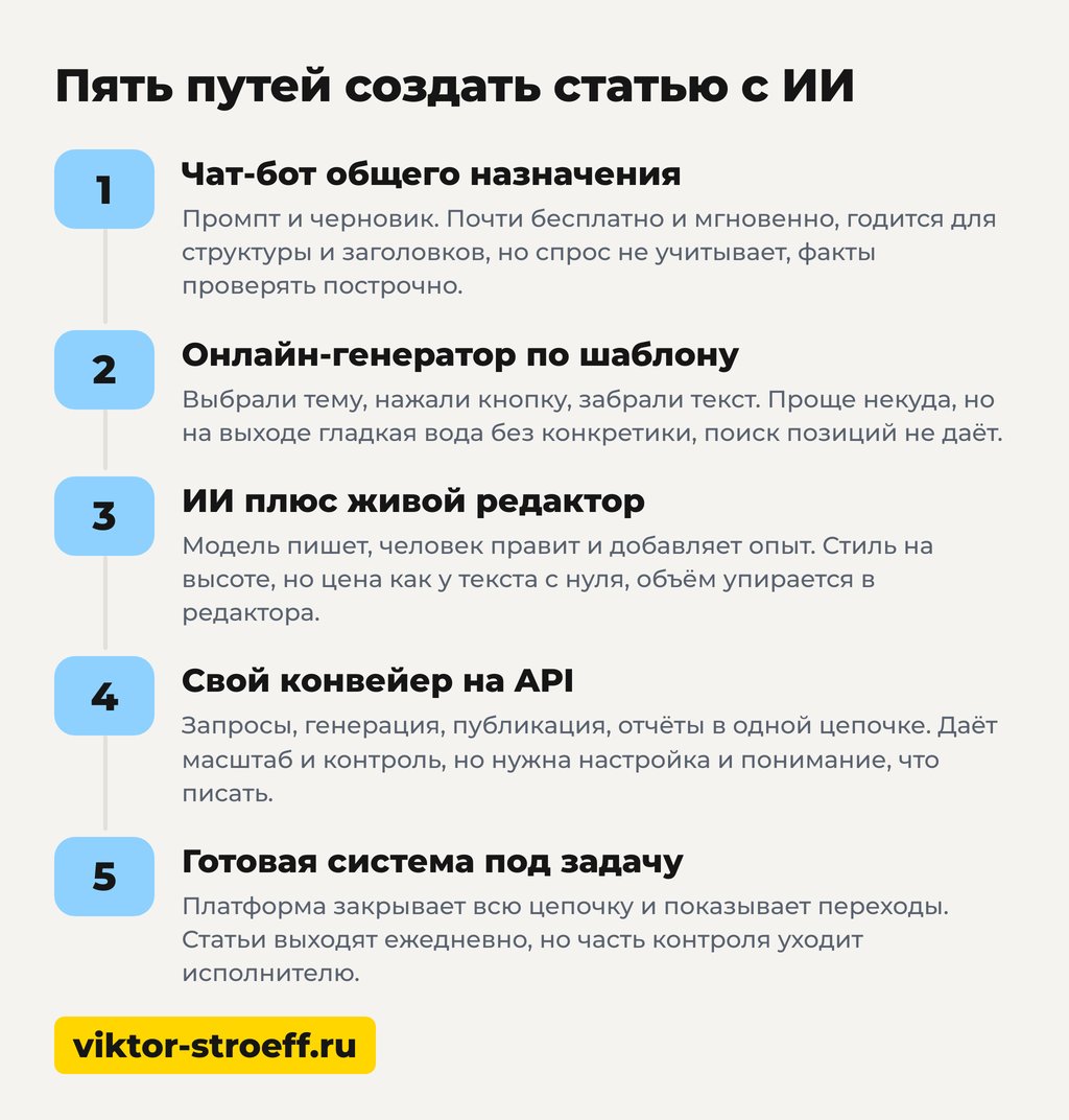 Пять путей создать статью с ИИ