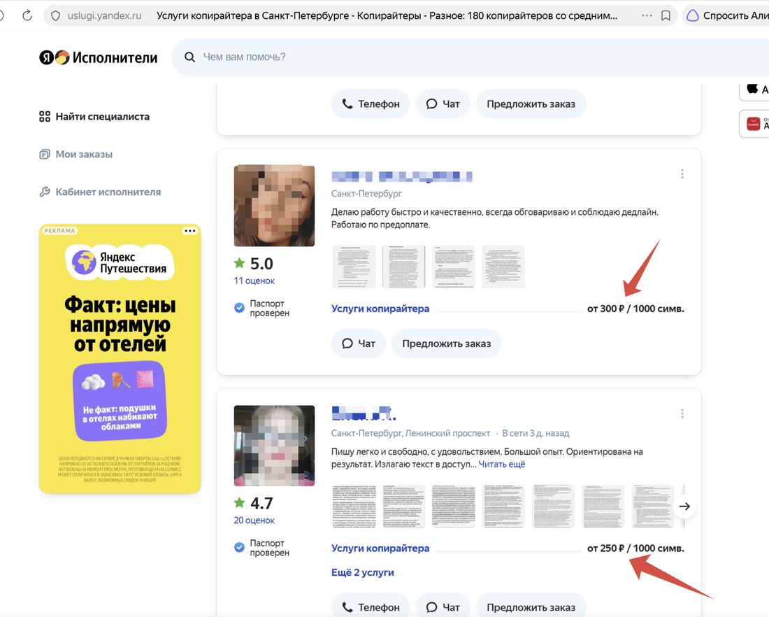 Ставки копирайтеров